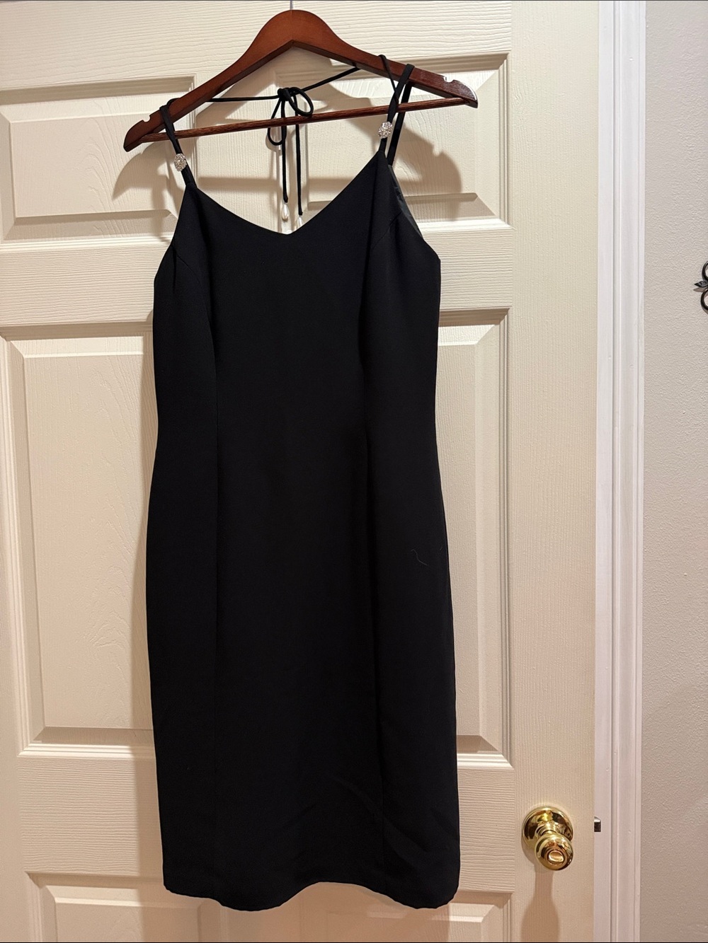 Minimal Black Slip Dress with Spaghetti Straps